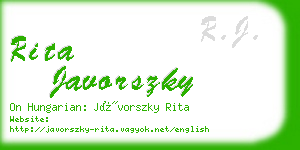 rita javorszky business card